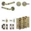 Complete Midtown Door Handle Pack - Heavy Duty Tubular Bathroom (Knurled Thumb Turn) - Antique Brass - 76mm / 3-inch Hinges - JE-G31B1-AB