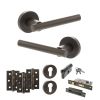STATUS Nebraska Door Handle Pack (Euro Lock Set - 3" CE Sashlock, 3" Fire Rated Hinges x3) - Urban Dark Bronze