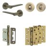 Complete Gio Door Handle Pack - Bathroom - Antique Brass - By Frelan Hardware - JE-E5A3-AB