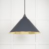 Smooth Brass Hockley Pendant in Slate