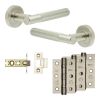 Complete Venice Door Handle Pack - Internal Doors - Satin Nickel - 64mm / 3-inch Hinges - JE-F1B-SN