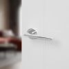 Forme Boston Lever Door Handle on Minimal Round Rose - Polished Chrome (Pair)