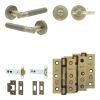 Complete Venice Door Handle Pack - Heavy Duty Tubular Bathroom (Plain Thumb Turn) - Antique Brass - 102mm / 3-inch Hinges - JE-F32B2-AB