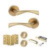 STATUS Colorado Door Handle Pack (3 Lever Lock Set - 3" CE Sashlock, 3" Fire Rated Hinges x3) - Satin Brass