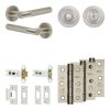 Complete Bari Door Handle Pack - Heavy Duty Tubular Bathroom (Standard Thumb Turn) - Satin Nickel - 76mm / 3-inch Hinges - JE-D31B3-SN
