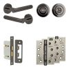 Complete Venice Door Handle Pack - Bathroom Lock (Standard Thumb Turn) - Black Nickel - 65mm / 4-inch Hinges - JE-F5A3-BN