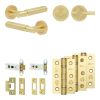 Complete Bloom Door Handle Pack - Heavy Duty Tubular Bathroom (Plain Thumb Turn) - Satin Brass - 76mm / 3-inch Hinges - JE-B31B2-SB
