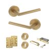 STATUS Alabama Door Handle Pack (3 Lever Lock Set - 2.5" CE Sashlock, 4" Slim Knuckle Hinges x2) - Satin Brass