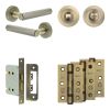 Complete Hex Door Handle Pack - Bathroom - Antique Brass - By Frelan Hardware - JE-C6B3-AB