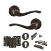 Old English Warwick Door Handle Pack (Euro Lock Set - 2.5" CE Sashlock, 4" Fire Rated Hinges x3) - Urban Dark Bronze