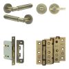 Complete Bloom Door Handle Pack - Bathroom - Antique Brass - By Frelan Hardware - JE-B6B2-AB