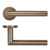 Zoo Hardware 19mm Mitred Lever on Round Rose 52mm x 8mm Push-on Rose - BS EN 1906 Grade 3 - Grade 201 - Antique Brass