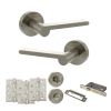 Senza Pari Darrio Door Handle Pack (Bathroom Set - 2.5" CE Bathroom Lock, 4" Fire Rated Hinges x3) - Satin Nickel