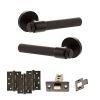 Senza Pari Fasana Door Handle Pack (Latch Set - 2.5" CE Latch, 4" Fire Rated Hinges x3) - Urban Dark Bronze