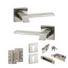 Senza Pari Giovanni Door Handle Pack (Euro Lock Set - 3" CE Sashlock, 4" Slim Knuckle Hinges x2) - Satin Nickel