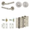 Complete Midtown Door Handle Pack - Heavy Duty Tubular Bathroom (Standard Thumb Turn) - Satin Nickel - 76mm / 3-inch Hinges - JE-G31B3-SN