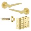 Complete Gio Door Handle Pack - Internal Doors - Satin Brass - 76mm / 3-inch Hinges - JE-E3B-SB