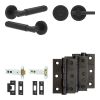 Complete Bloom Door Handle Pack - Heavy Duty Tubular Bathroom (Plain Thumb Turn) - Matt Black - 102mm / 3-inch Hinges - JE-B32B2-MB