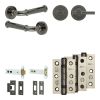 Complete Classic Door Handle Pack - Heavy Duty Tubular Bathroom (Plain Thumb Turn) - Black Nickel - 102mm / 3-inch Hinges - JE-A32B2-BN
