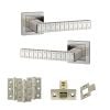 Senza Pari Bianca Door Handle Pack (Latch Set - 2.5" CE Latch, 3" Fire Rated Hinges x3) - Satin Nickel