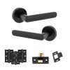 STATUS Carolina Door Handle Pack (Latch Set - 2.5" CE Latch, 3" Fire Rated Hinges x3) - Matt Black
