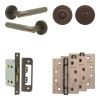 Complete Bari Door Handle Pack - Bathroom Lock (Standard Thumb Turn) - Dark Bronze - 65mm / 4-inch Hinges - JE-D5A3-DB