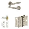 Complete Bari Door Handle Pack - Heavy Duty Latch - Satin Nickel - 76mm / 3-inch Hinges - JE-D21B-SN