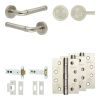 Complete Midtown Door Handle Pack - Heavy Duty Tubular Bathroom (Knurled Thumb Turn) - Satin Nickel - 102mm / 4-inch Hinges - JE-G32A1-SN