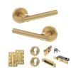 STATUS Nebraska Door Handle Pack (Euro Lock Set - 2.5" CE Sashlock, 4" Slim Knuckle Hinges x2) - Satin Brass
