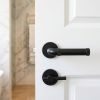 Complete Midtown Door Handle Pack - Bathroom Lock (Plain Thumb Turn) - Matt Black - 76mm / 4-inch Hinges - JE-G6A2-MB