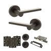 Senza Pari Darrio Door Handle Pack (Bathroom Set - 2.5" CE Bathroom Lock, 4" Fire Rated Hinges x3) - Urban Dark Bronze