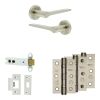 Complete Gio Door Handle Pack - Heavy Duty Latch - Satin Nickel - 102mm / 3-inch Hinges - JE-E22B-SN