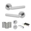STATUS Carolina Door Handle Pack (Bathroom Set - 2.5" CE Bathroom Lock, 3" Fire Rated Hinges x3) - Polished Chrome