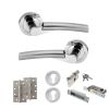 STATUS Florida Door Handle Pack (Euro Lock Set - 3" CE Sashlock, 4" Slim Knuckle Hinges x2) - Satin Chrome/Polished Chrome