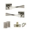 Senza Pari Guido Door Handle Pack (Latch Set - 2.5" CE Latch, 4" Slim Knuckle Hinges x2) - Satin Nickel