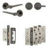 Complete Gio Door Handle Pack - Bathroom Lock (Plain Thumb Turn) - Black Nickel - 65mm / 4-inch Hinges - JE-E5A2-BN