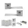 STATUS California Door Handle Pack (Bathroom Set - 2.5" CE Bathroom Lock, 4" Fire Rated Hinges x3) - Satin Chrome