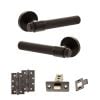 Senza Pari Andretta Door Handle Pack (Latch Set - 3" CE Latch, 4" Slim Knuckle Hinges x2) - Urban Dark Bronze