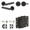 Complete Hex Door Handle Pack - Heavy Duty Tubular Bathroom (Plain Thumb Turn) - Matt Black - 102mm / 4-inch Hinges - JE-C32A2-MB