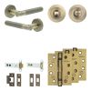 Complete Venice Door Handle Pack - Heavy Duty Tubular Bathroom (Standard Thumb Turn) - Antique Brass - 102mm / 4-inch Hinges - JE-F32A3-AB