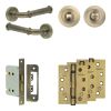 Complete Classic Door Handle Pack - Bathroom - Antique Brass - By Frelan Hardware - JE-A6A3-AB