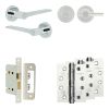 Complete Gio Door Handle Pack - Bathroom Lock (Plain Thumb Turn) - Polished Chrome - 65mm / 4-inch Hinges - JE-E5A2-PC