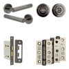 Complete Hex Door Handle Pack - Bathroom Lock (Standard Thumb Turn) - Black Nickel - 65mm / 3-inch Hinges - JE-C5B3-BN