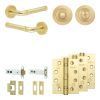 Complete Midtown Door Handle Pack - Heavy Duty Tubular Bathroom (Standard Thumb Turn) - Satin Brass - 102mm / 4-inch Hinges - JE-G32A3-SB