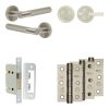 Complete Bari Door Handle Pack - Bathroom Lock (Plain Thumb Turn) - Satin Nickel - 65mm / 3-inch Hinges - JE-D5B2-SN