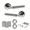 STATUS Tennessee Door Handle Pack (3 Lever Lock Set - 2.5" CE Sashlock, 3" Fire Rated Hinges x3) - Black Nickel/Polished Chrome