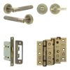 Complete Bari Door Handle Pack - Bathroom - Antique Brass - By Frelan Hardware - JE-D5B2-AB