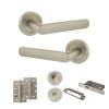 STATUS Carolina Door Handle Pack (Bathroom Set - 2.5" CE Bathroom Lock, 4" Slim Knuckle Hinges x2) - Satin Nickel