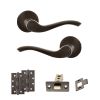 Old English Warwick Door Handle Pack (Latch Set - 2.5" CE Latch, 4" Slim Knuckle Hinges x2) - Urban Dark Bronze