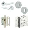 Complete Hex Door Handle Pack - Sashlock - Polished Chrome - 65mm / 4-inch Hinges - JE-C7A8-PC